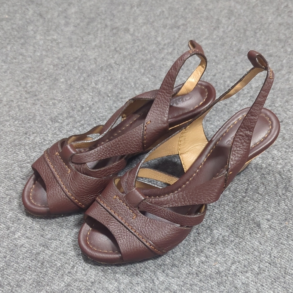 Chloe Sandals Women's 35.5 Brown Wedge Leather‎ Heeled Shoes